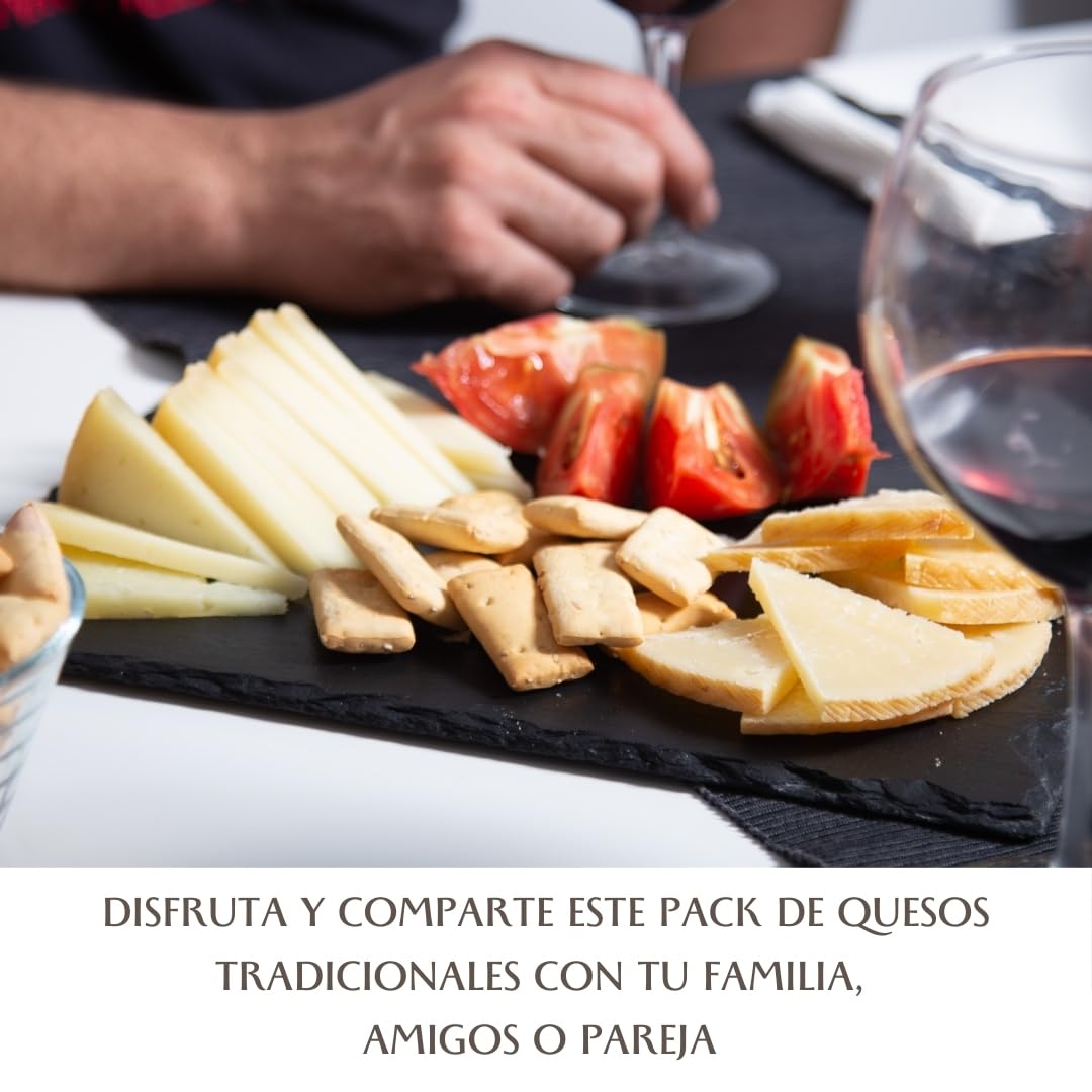 SALETA® Cesta Quesos Gourmet Regalo 4 Cuñas Queso Curado Semicurado Añejo Aceite Oliva Virgen Extra 1Kg