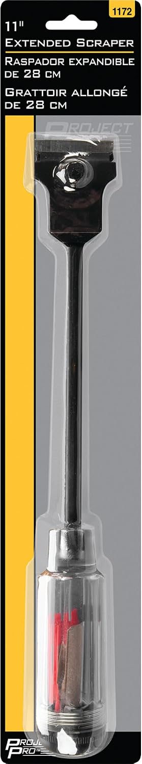 Performance Tool 1172 11 in. Multi-Purpose Extended Scraper, Includes Six Extra Blades, Storage in Handle