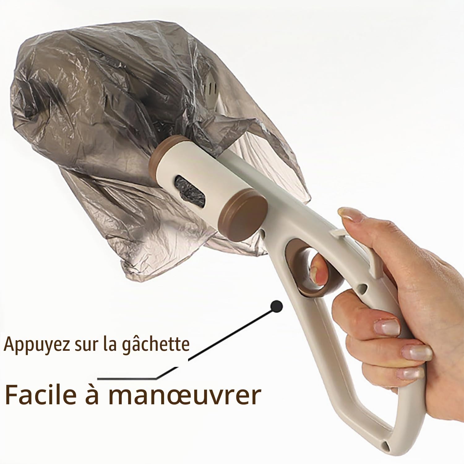 Ramasse A Crottes Chiens Pelles - Set de 3 Pièces, Pince Crotte Chien Ramasse, Peut Etre Utilisé pour Ramasser Les Excréments d'animaux Domestiques et Autres Déchets