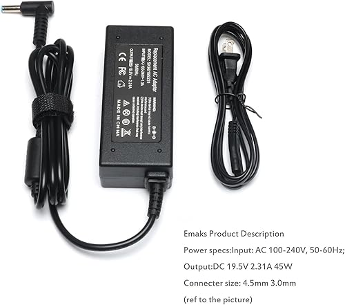 Cargador adaptador de CA de 45 W/fuente de alimentación para HP 17 17Z 17T 17-AK 17-AR 17-BS 17-by 17-CA 17-CN:17-ak013dx 17-by1053dx 17-by0021dx