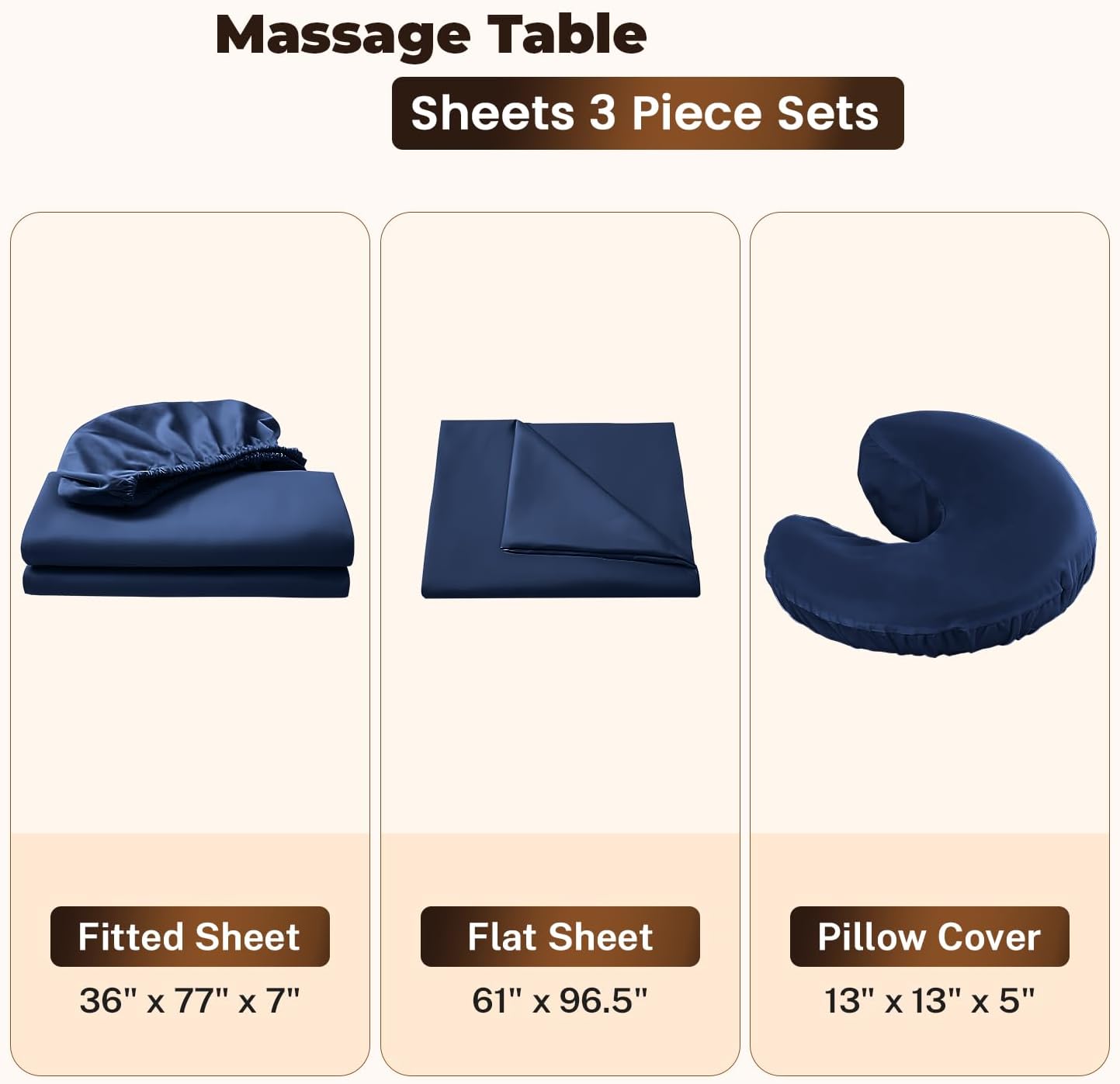 4 Sets Premium Microfiber Massage Table Sheets Set, 3 Piece Set Ultra-Light Massage Table Cover, Soft Massage Sheets Sets Include Flat Sheet, Fitted Sheet, and Massage Face Rest Cover, Blue