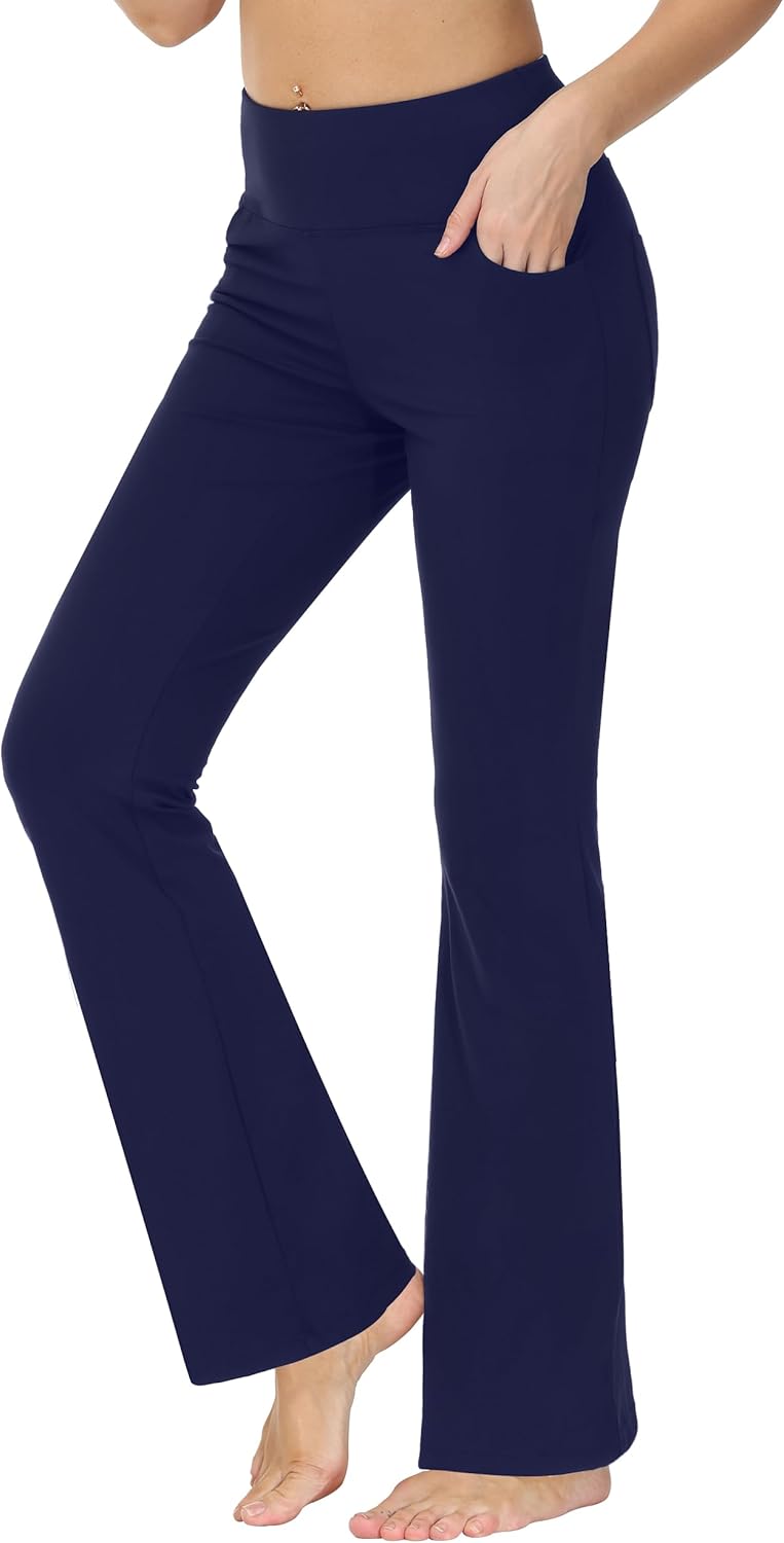 nuveti 29"/31"/33"/35"/37'' High Waist Workout Bootleg Yoga Pants Tummy Control 4 Pocket Workout Yoga Pants Flare Leggings - Image 5