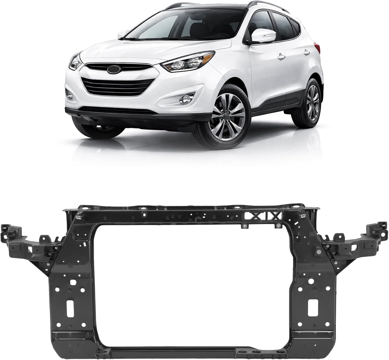 ALMULOO Radiator Support Compatible with 2010-2015 Hyundai Tucson Replacement for HY1225165 641012S000 Electrophoresis Steel Plastic