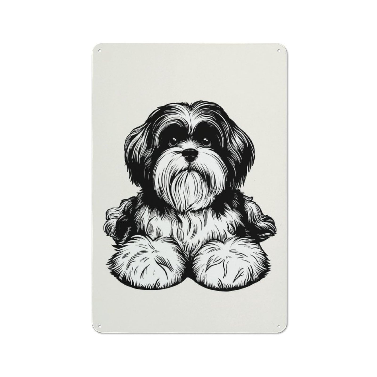 Junmoney Style-8 Lhasa Apso Decorative Tin Sign 30X20cm, Rustic Rustic Kitchen Decor For Kitchen, Cottage, Porch Or Garden Room
