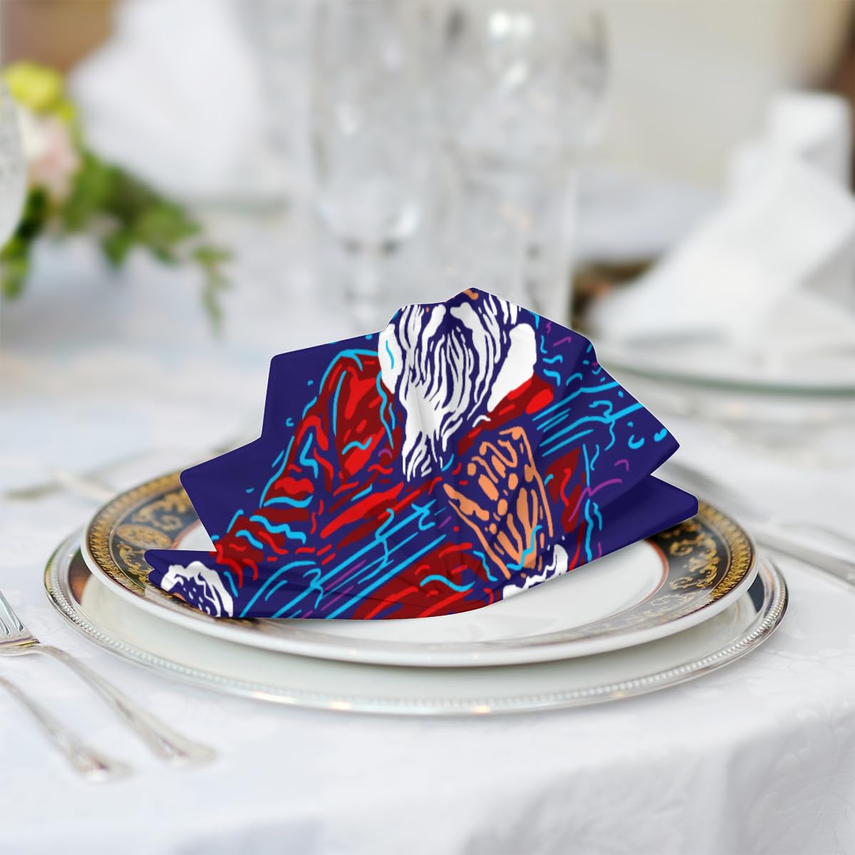 Lot De 4 Serviettes De Table Noires Et Dorées Noël - 50,8 X 50,8 Cm, Tissu Réutilisable, Lavable, Éco-responsable, Idéal Mariages Et Quotidien