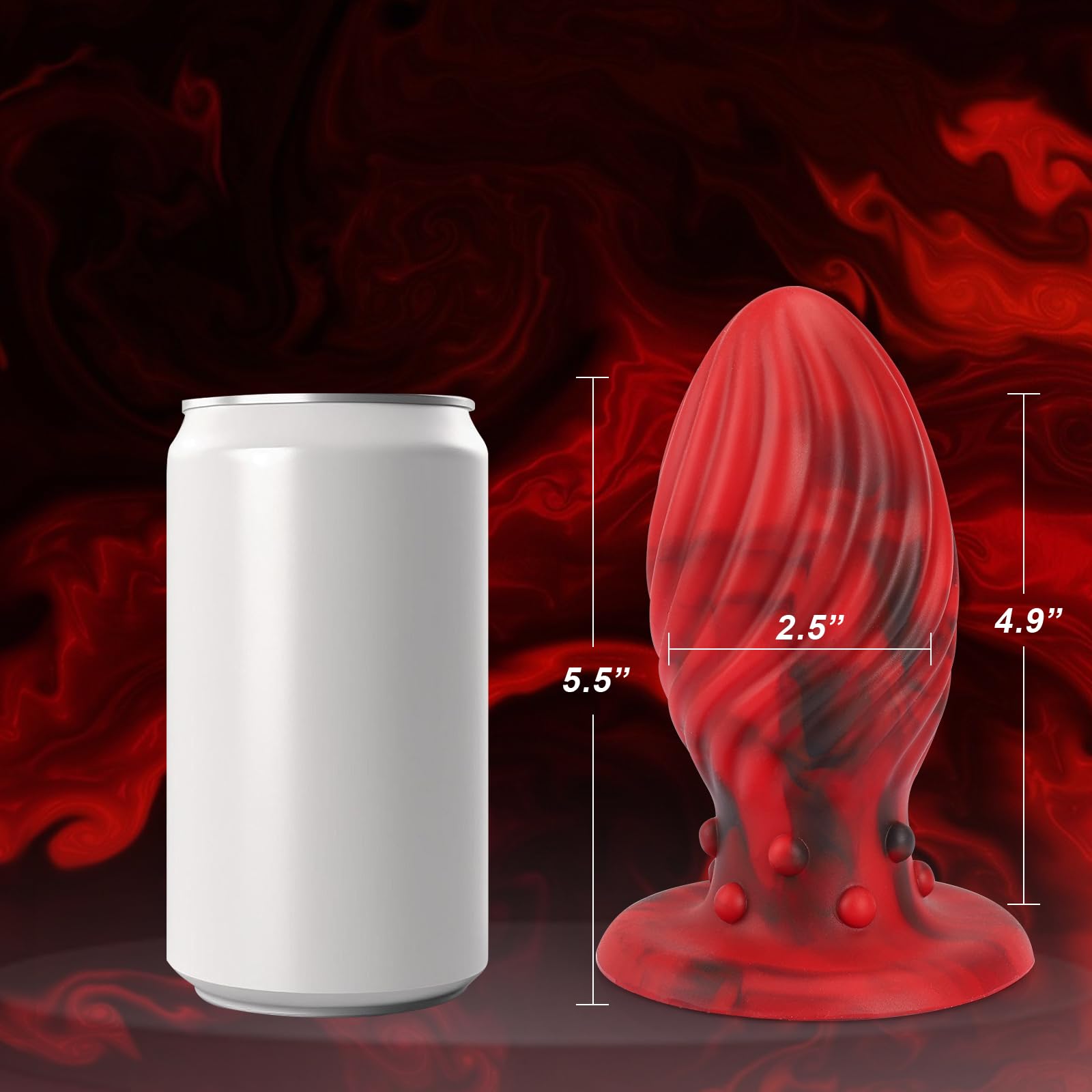 Super Big Anal Plug Liquid Silicone Butt Plug with Suction Cup Base for Advanced Player, Swirl Anal Toy Waterproof Butt Plug Kit Adult Sex Toy for Unisex Backdoor Handsfree Fun (): Medium