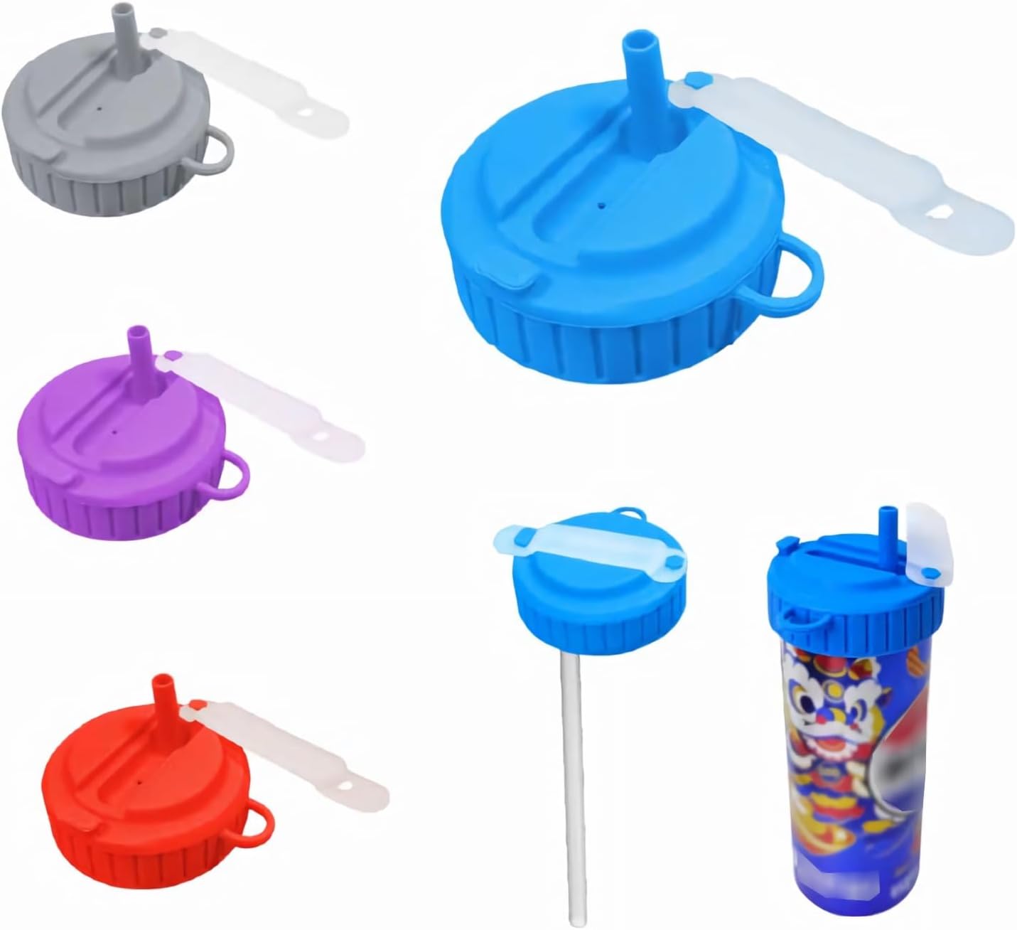 4-Pack Soda Can Lids With Straws — Reusable Spill-Proof Covers For Standard 12oz Cans, Helps Keep Fizz