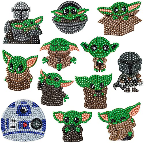 W1cwey 12 Stück Galaxy Wars Baby Thema DIY 5D Diamond Aufkleber für Jungen und Mädchen, Diamant Malerei Kits Mosaik Handgemacht Handwerk,Diamant Painting Set für Kinder und Erwachsene Anfänger Cover