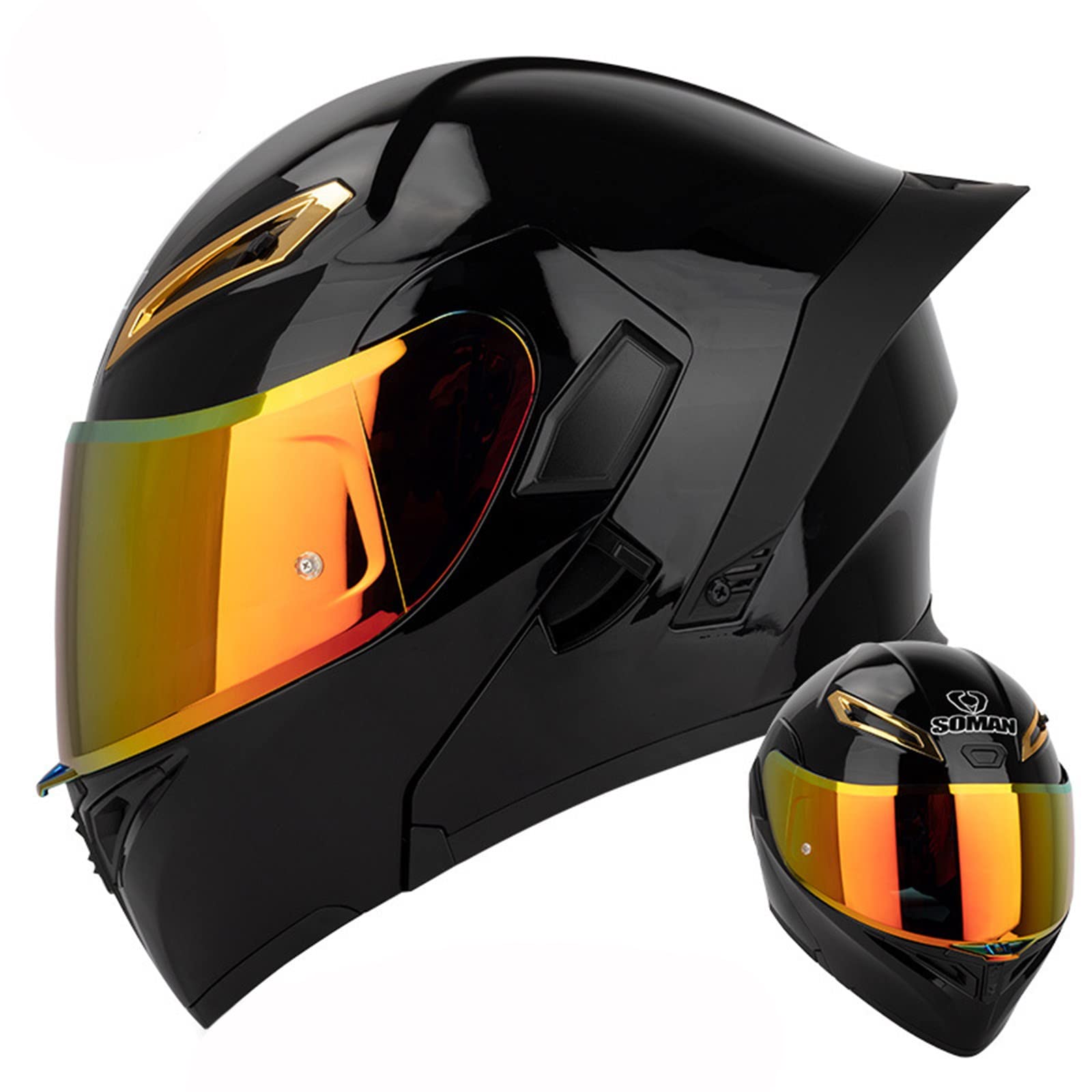 Casque Modulable Moto avec Double Visière,Homologué Dot/ECE Modulable Casque Moto Homme Et Femme,pour Scooter Casque Integral Modulable Moto Casque Flip Up Grand Tour De Tête M,S=55-56cm