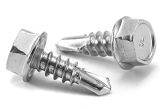 #8 x 1/2" Sheet Metal Screws 100PCS 410 Stainless Steel Hex Washer Head Fast Self Tapping Screws by SG TZH