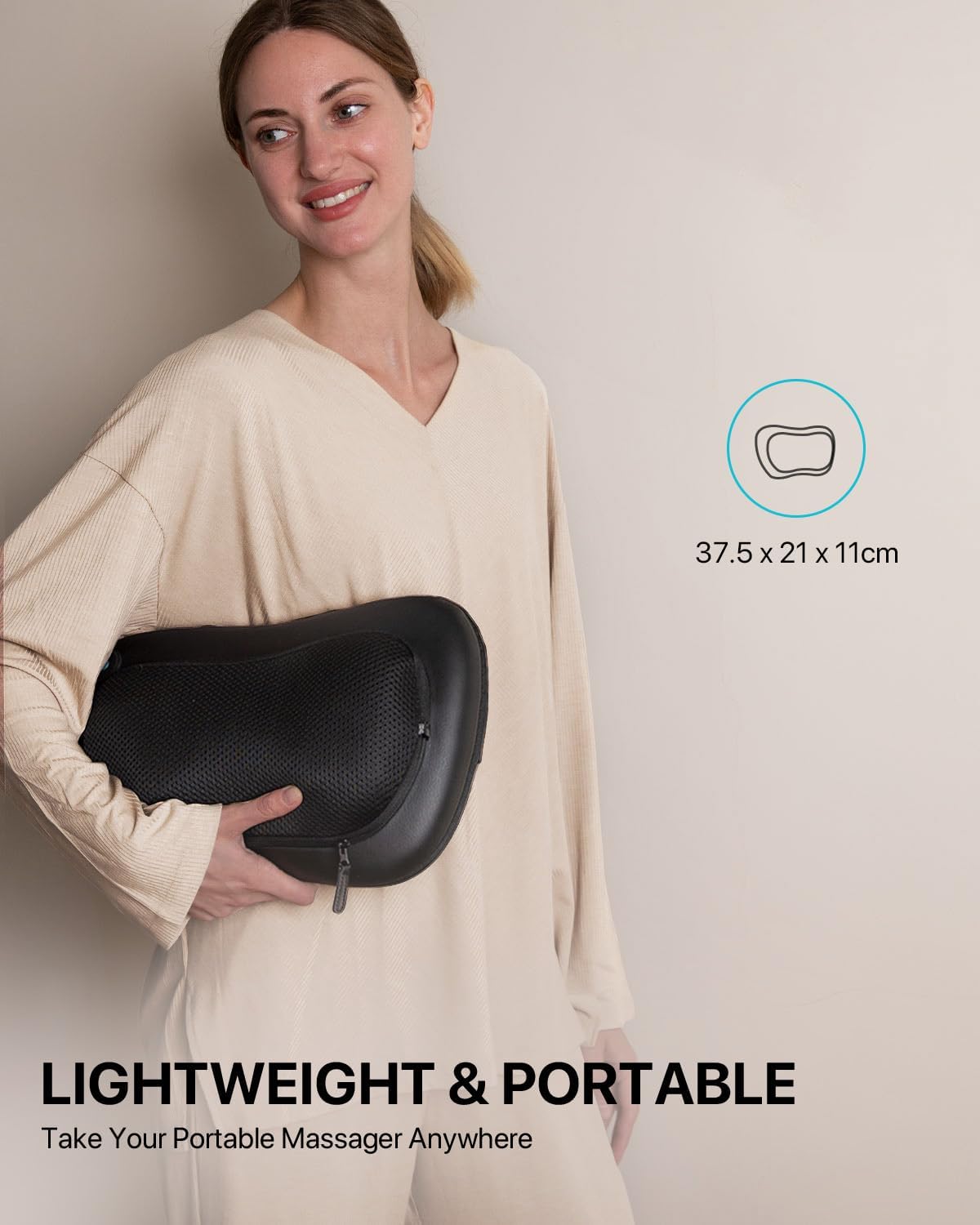 ALLJOY Cojín Masajeador Cervical y Espalda, Masaje Shiatsu Cuello Lumbar con Calor, Masajeador Electrico 3 Niveles con 4 Nodos Rotación 3D, Regalos para Mujeres Hombres para Coche Hogar Oficina