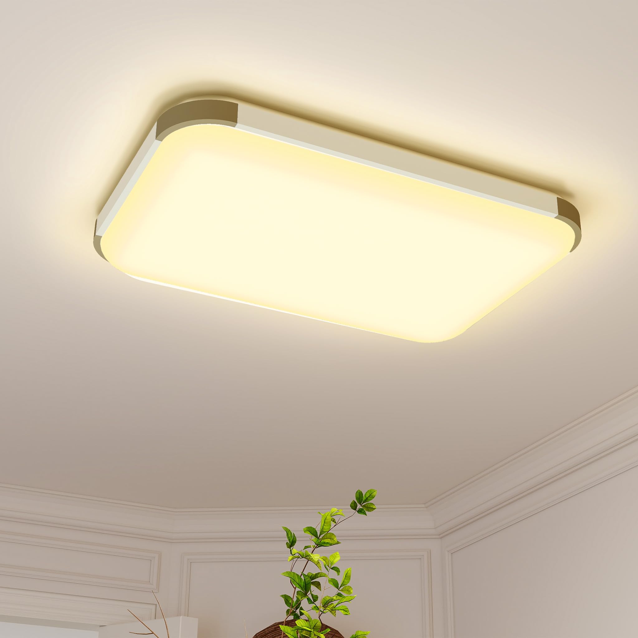 LZQ Plafoniera a LED dimmerabile, Lampadario Soffitto, 72 W con telecomando, 3000 K-6500 K, lampada da soffitto a LED, dimmerabile, per soggiorno, camera da letto, cucina, sala da pranzo, bagno