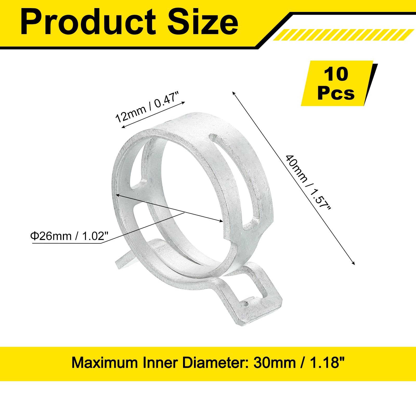Sourcingmap 10Pcs Spring Band Type Action Fuel/Silicone Vacuum Hose Pipe Clamp - Image 2