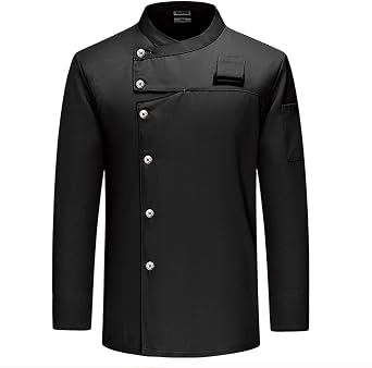 Mens Fashion Chef Coat, 2pcs Chef Jacket Set, Long Sleeve Coat+Apron