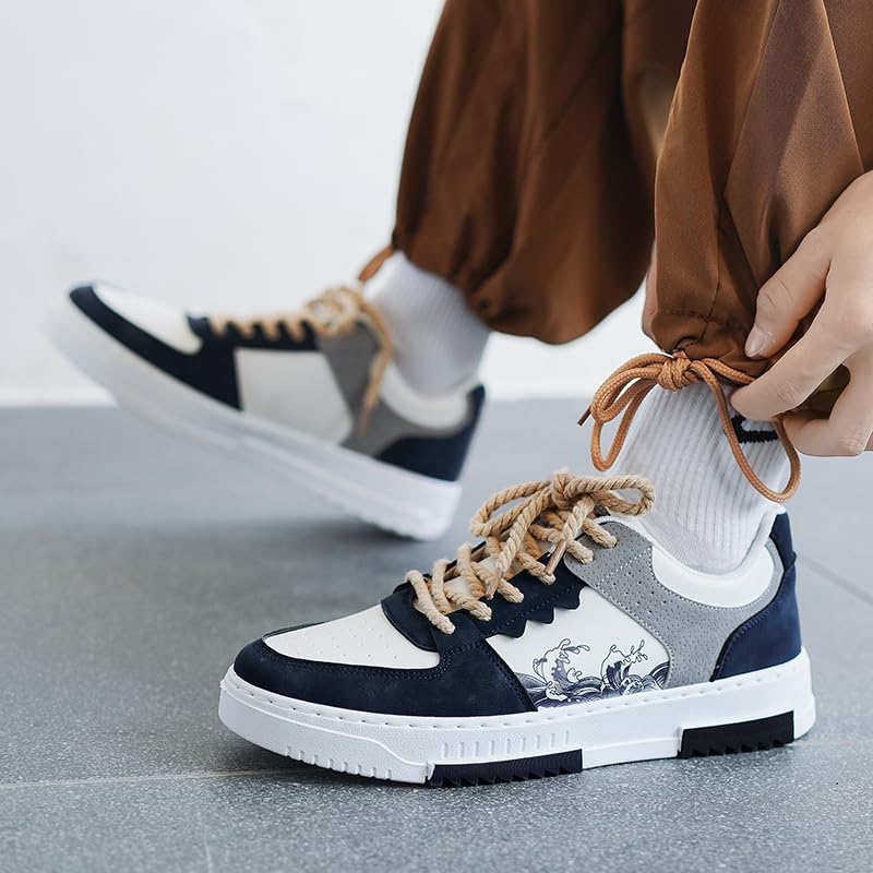 Retro Fashion Low-top Casual Trend Shoes, Spring and Autumn Niche Design, Men's Trendy Color Matching Shoes, lace-up Suitable for Outdoor, Campus, Walking, Street, Jogging, Travel2