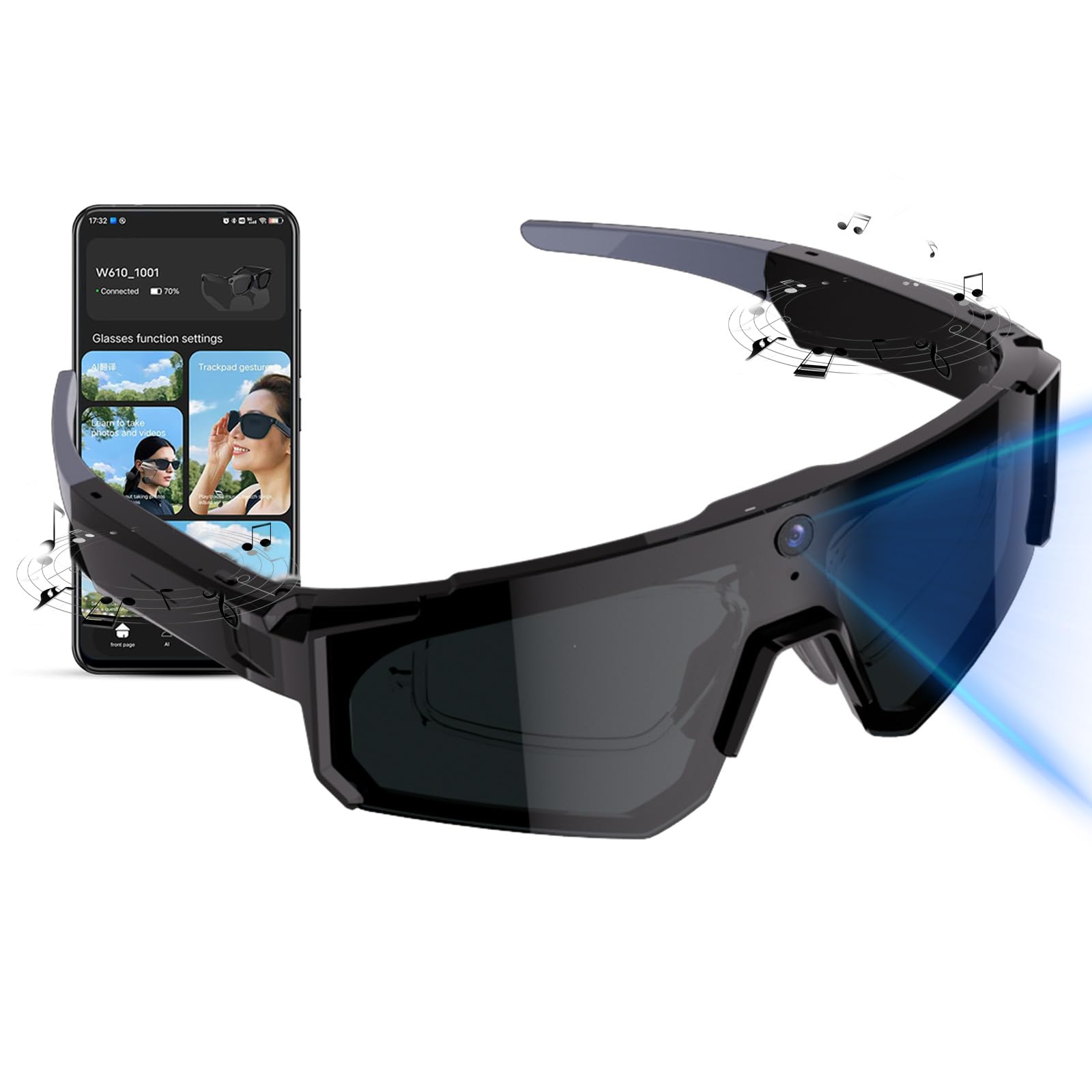 2026 Occhiali Smart con Videocamera AI 4K con stabilizzazione | con Bluetooth, controllo vocale, riconoscimento oggetti, occhiali polarizzati ChatGPT