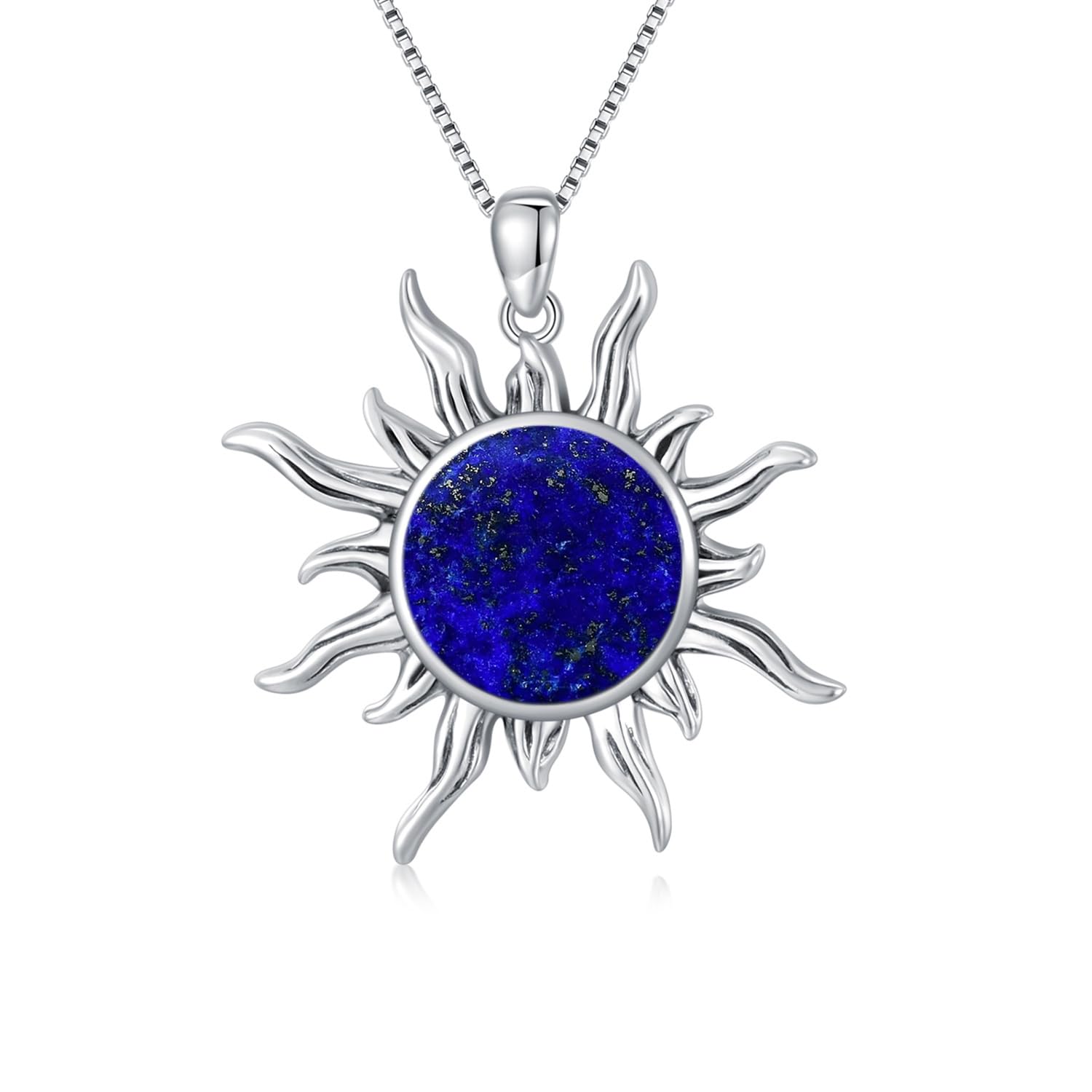 DOLIOXSun Turquoise Pendant Necklace, 925 Sterling Silver Genuine Gemstones Western Jewelry Gift for Women