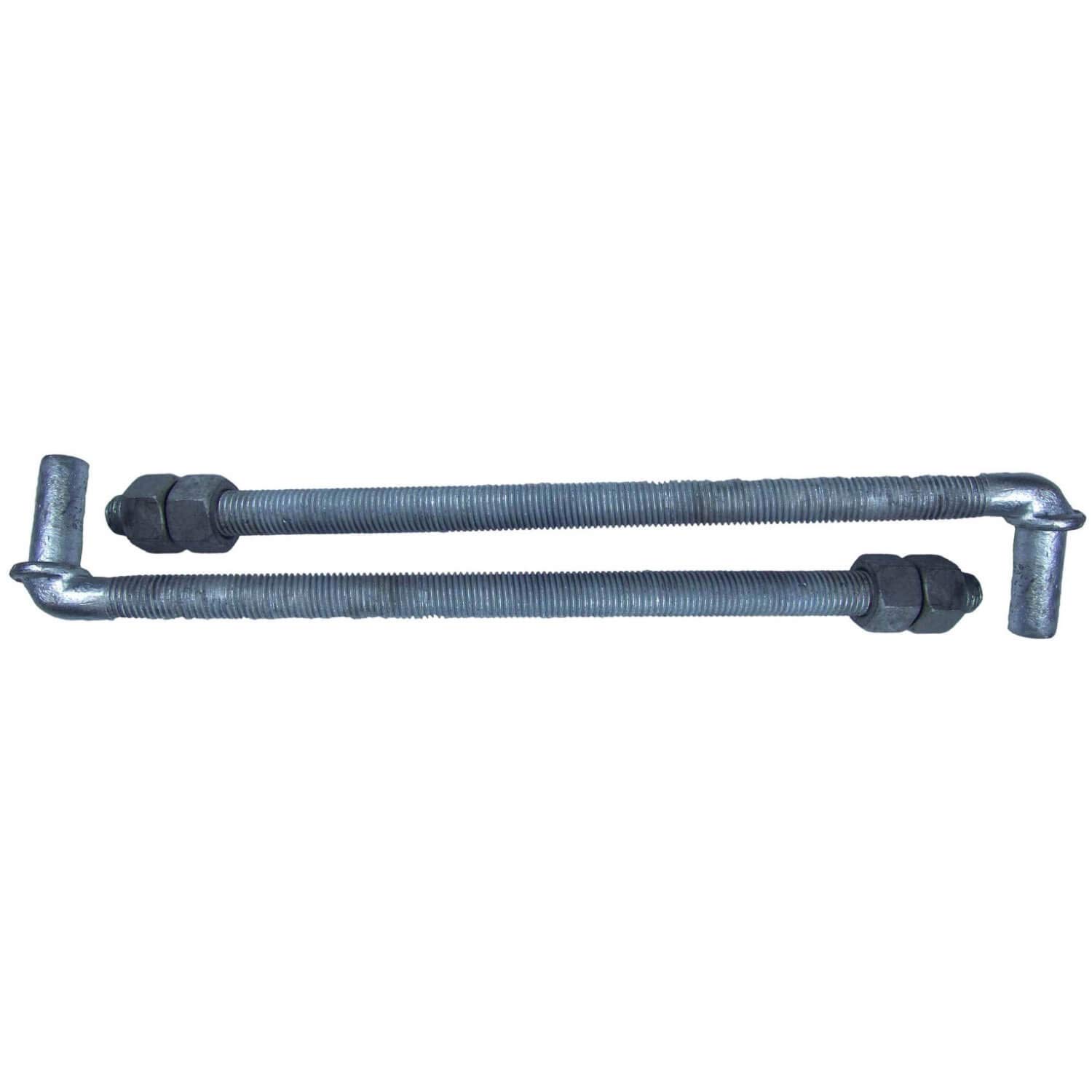 J-Bolt Post Hinge 12" - Hinge Bolts Thru The Post Includes Nuts - J-Bolt Hinge has 5/8" Male Pin - Fence Bolt Though Post Hinge (2 Pack)