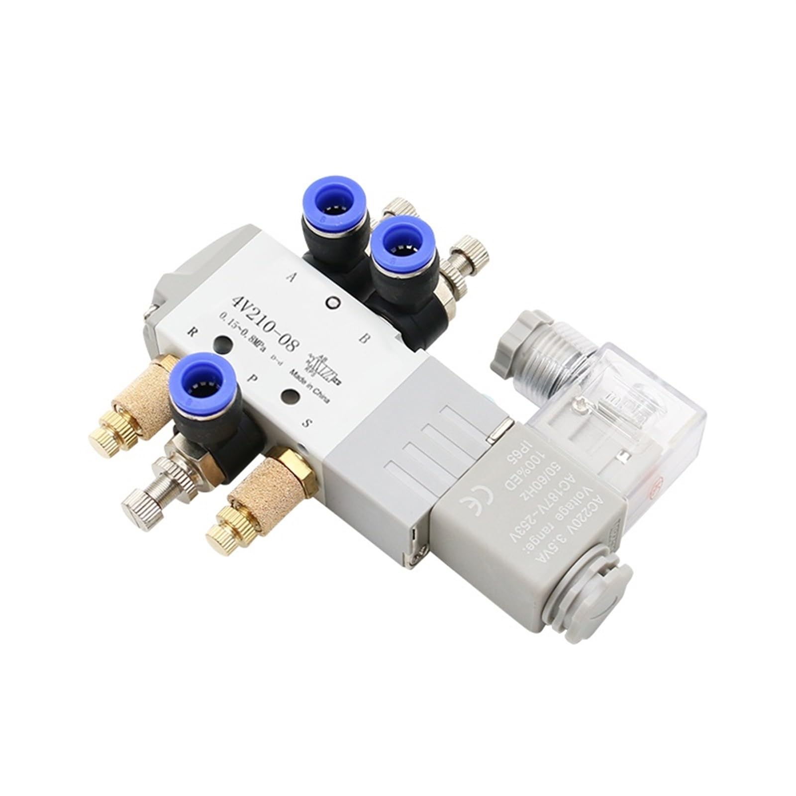 Válvula solenoide eléctrica neumática 4V210-08, válvula magnética de aire y gas de 5 vías y 2 posiciones, 12 V, 24 V, 220 V, accesorios de manguera de 4 mm a 12 mm, 1 unidad(PC 12mm Fittings,DC24)
