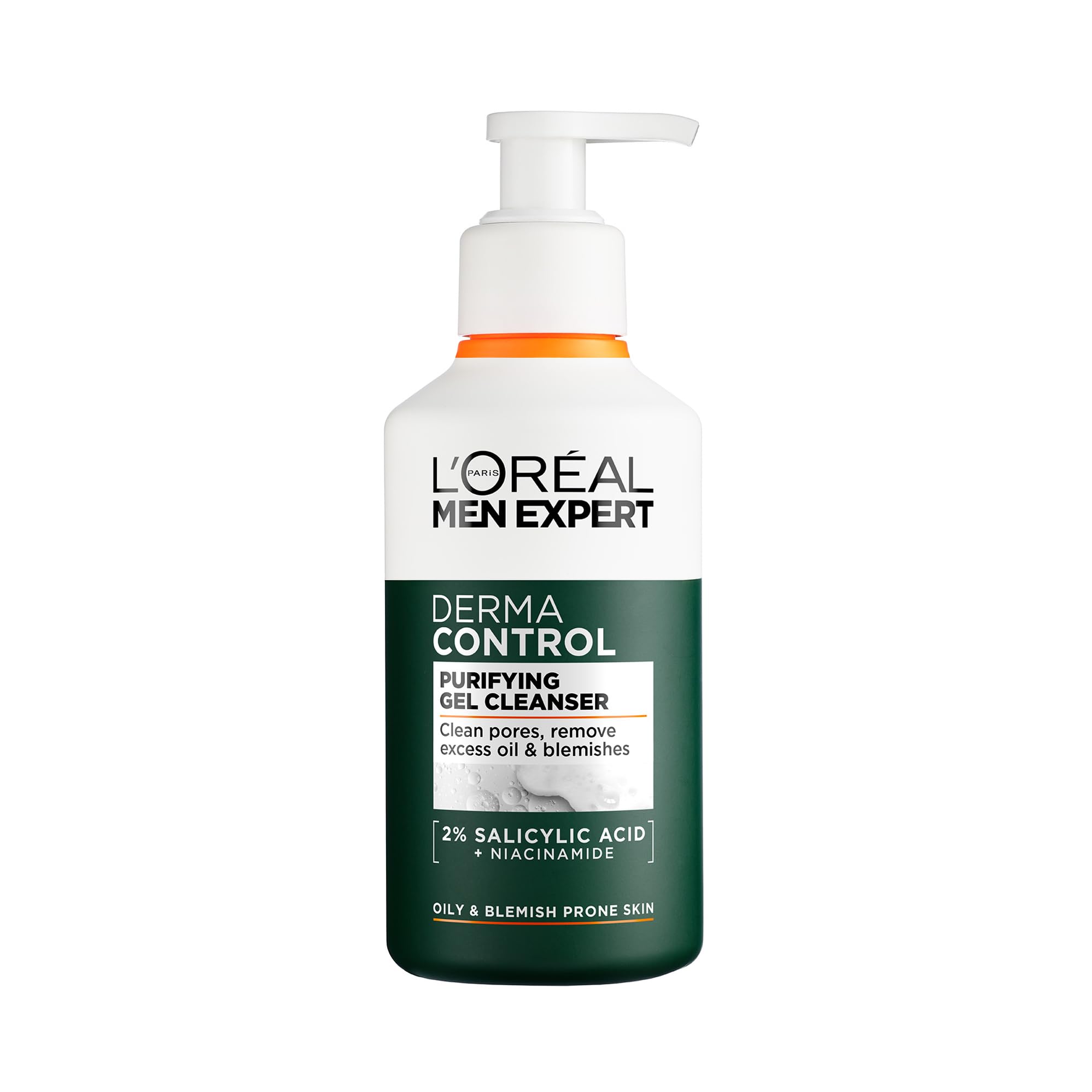 L'Oréal Men Expert Derma Control Purifying Cleansing Gel, Deep Cleanser for Oily Skin, Removes Dead Skin, Unclogs Pores, 260ml