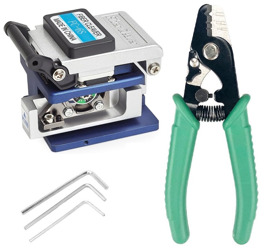 Corslet Optical Fiber Cleaver Stripping Cutter Tool Cleaves with 36000 Cleaves With Optical Fiber Optic Stripping Tool Three Hole Stripper Plier Fiber Optic Wire Stripper Crimping Tool Wire Cutter