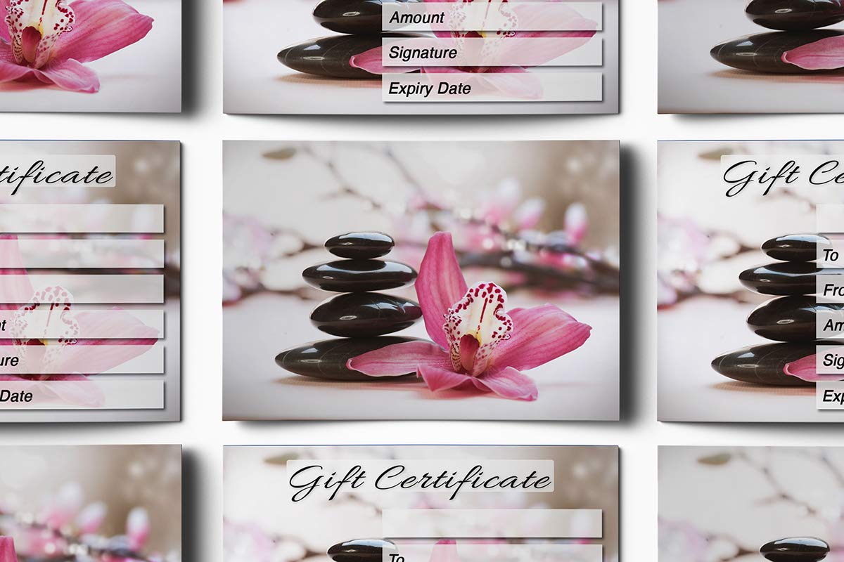 Floral Gift Certificate Template & Gift Voucher Printable For Spa Massage Beauty Salon, DIY Small Business Gift Card, Coupon Discount Card