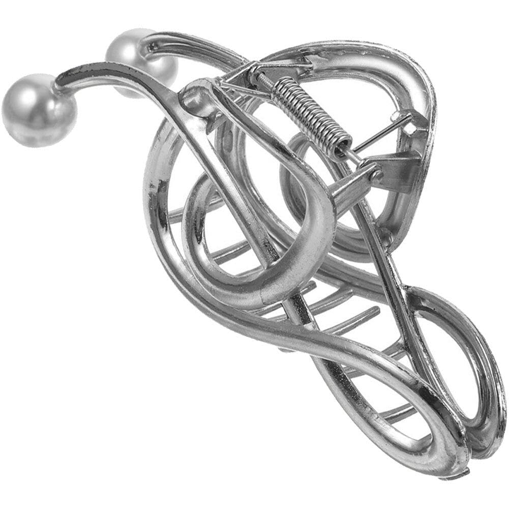 Fituenly Girls Silver Metal Hair Claw Elegant Pearl Hair Clips Musical Notes Hair Claw 'S Ponytail Claw Clip Hair Accessories Headwear Gift