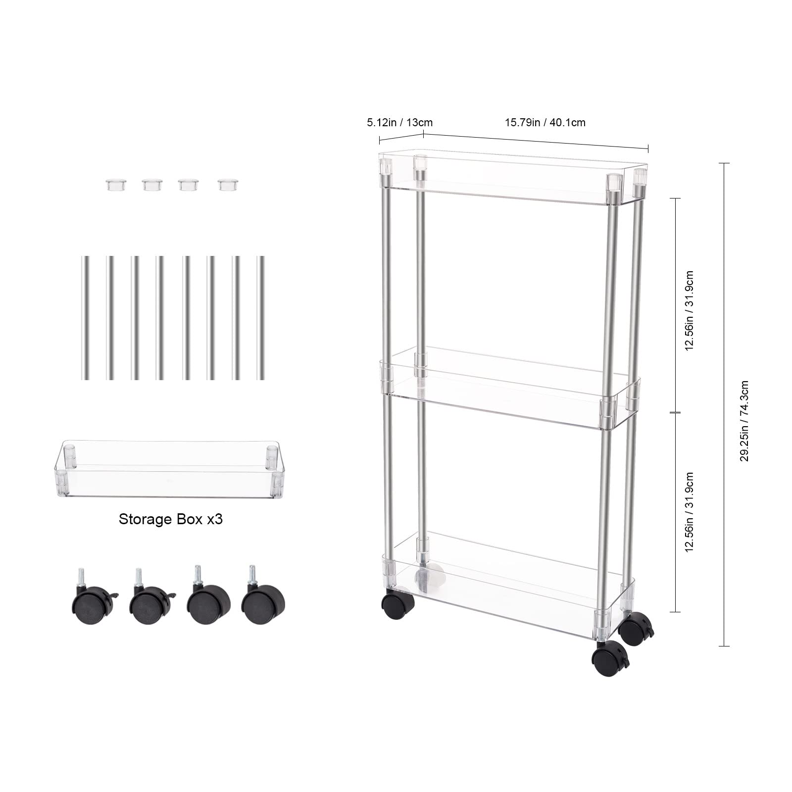 Ettori Rolling Storage Cart Utility Cart 3 Tier Rolling Cart Kitchen  Storage Cart with Lockable Wheels for Bathroom Organizer, Laundry Room,  Living Room- Clear : Amazon.sg: Home