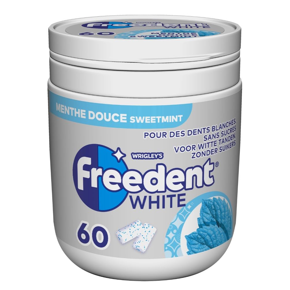FREEDENT WHITE Chewing-gum Menthe Douce sans sucres 60 dragées 84g