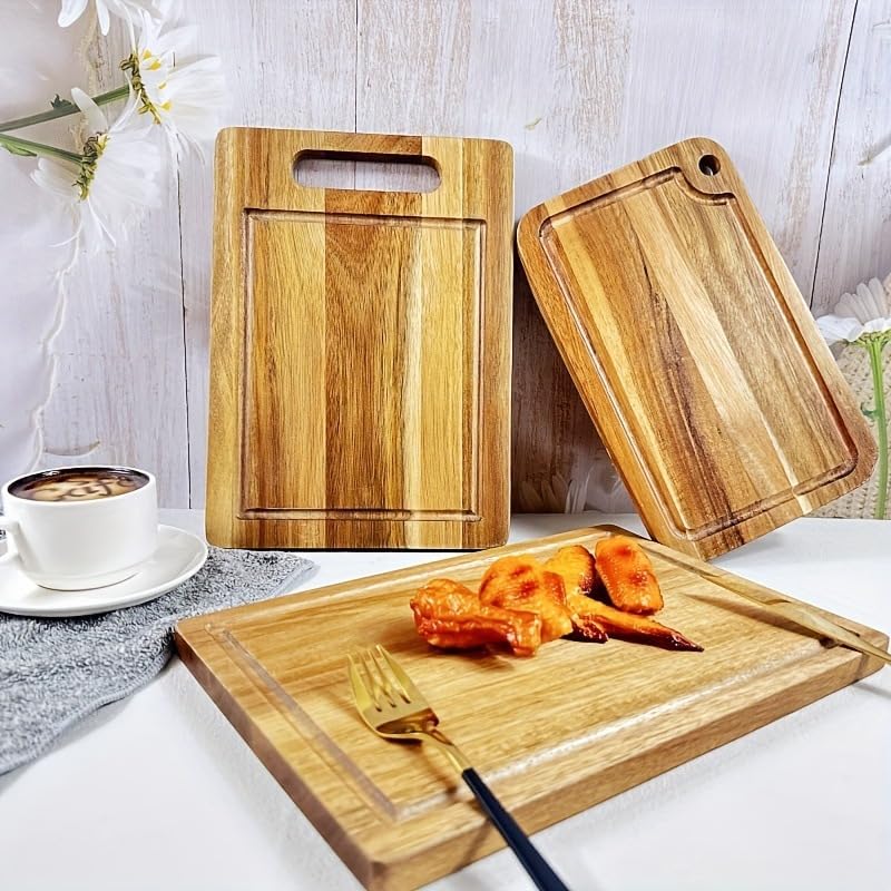 Versatile Wooden Chopping Board - Square Cutting Board & Pizza Tray for Kitchen, Perfect for Cooking, Entertaining & Food Prep - Durable & Stylish Kitchen Essential