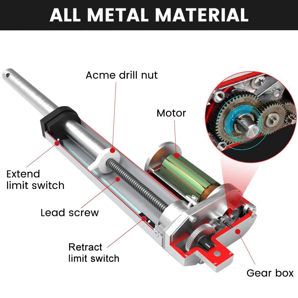 DCHOUSE 1000N 250mm Hub Linearantrieb DC 12V Motor Lineartechnik Aktuatoren