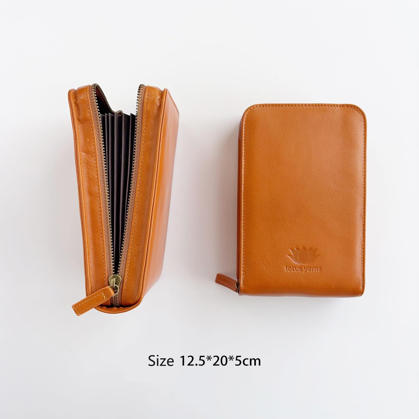Lotus Yarns Orgeletui aus echtem Leder, organisierte Stricknadeltasche zur Aufbewahrung von festen/austauschbaren Rundstricknadeln und Zubehör (leeres Nadeletui)