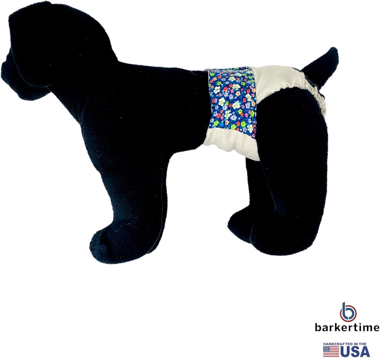 Flower Garden on Frosty Cream Dog Diaper, M, with Tail Hole - Made in USA