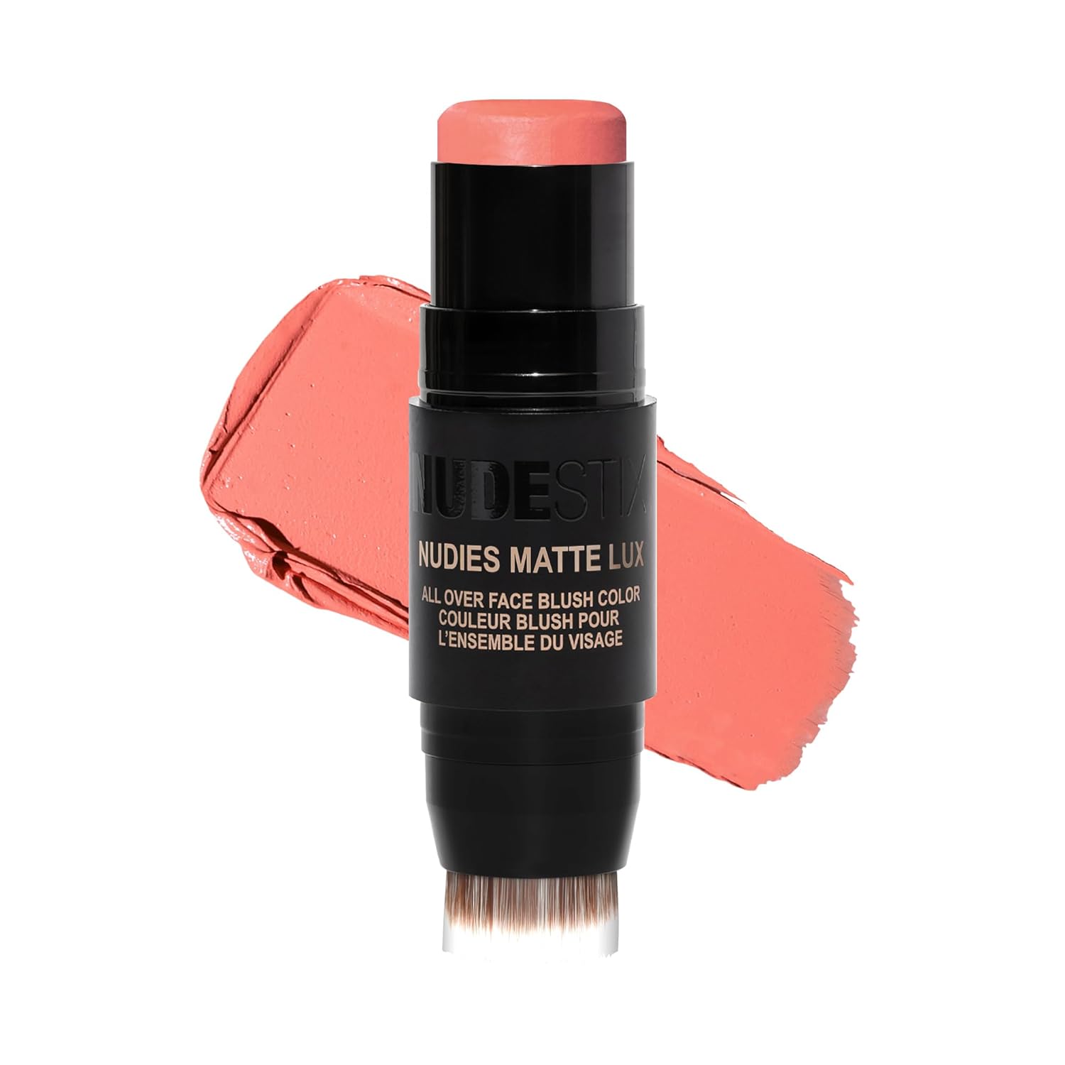 Nudestix Nudies Matte Lux – 3-in-1 Soft-Matte Blush Stick for Cheeks, Eyes & Lips with Built-In Brush | Cream-to-Powder Finish with Blurring Effect | Clean, Vegan, Travel-Friendly Makeup