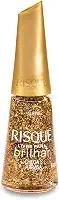Esmalte Risqué Livre para Brilhar Glitter Dourado Chega e Arrasa 8ml