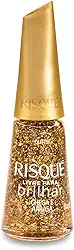 Esmalte Risqué Livre para Brilhar Glitter Dourado Chega e Arrasa 8ml
