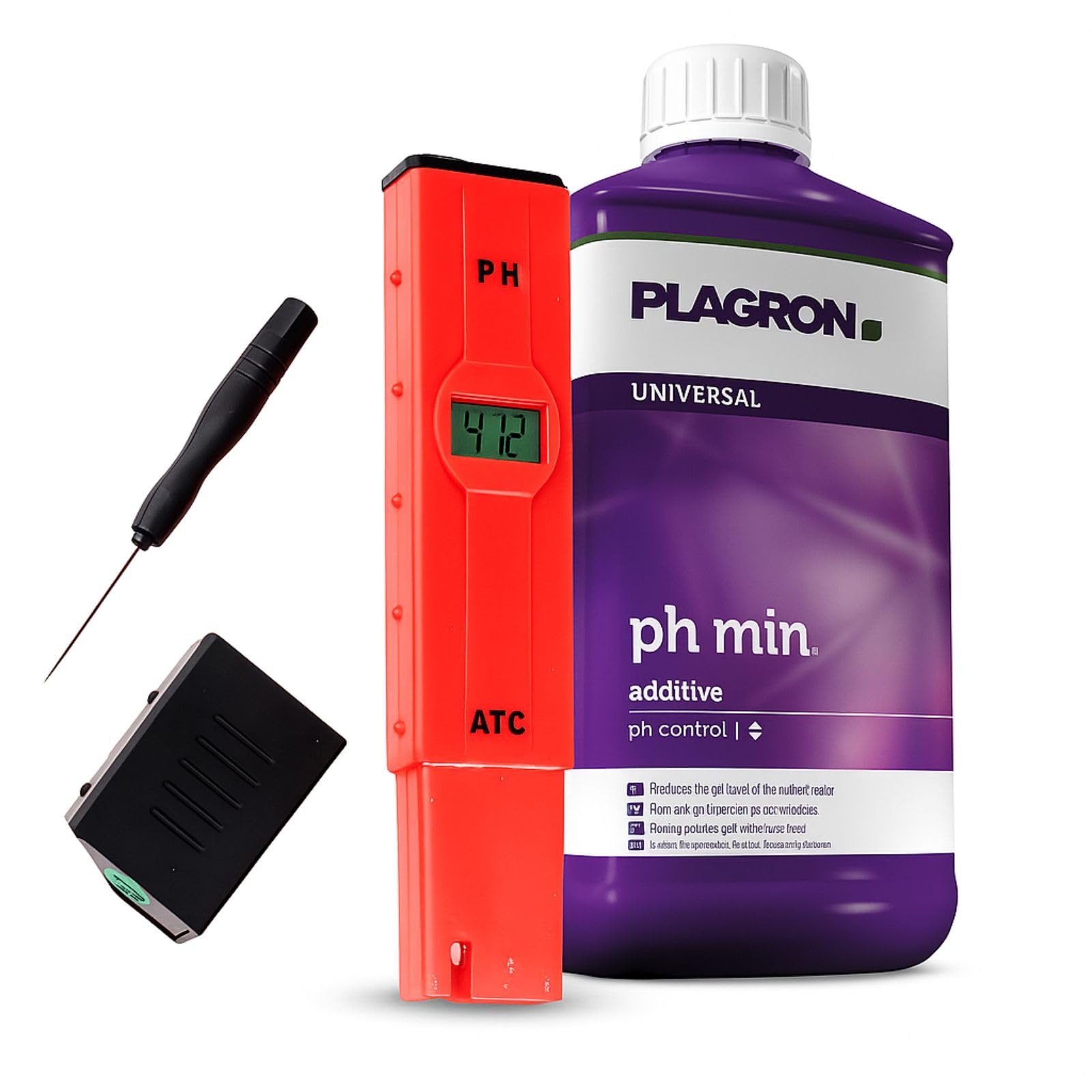 Weedness Plagron pH- Minus 500 ml + pH-Messgerät - ph-senker Grow Anbau Indoor Dünger Flüssig Down Granulat Pflanzen