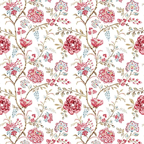Image of haus & kinder Elastic Fitted Double Size Floral Bedsheets, 186 TC, 100% Cotton Queen Size Elastic Bed Sheet with 2 Pillow Covers-Pink Bedsheet