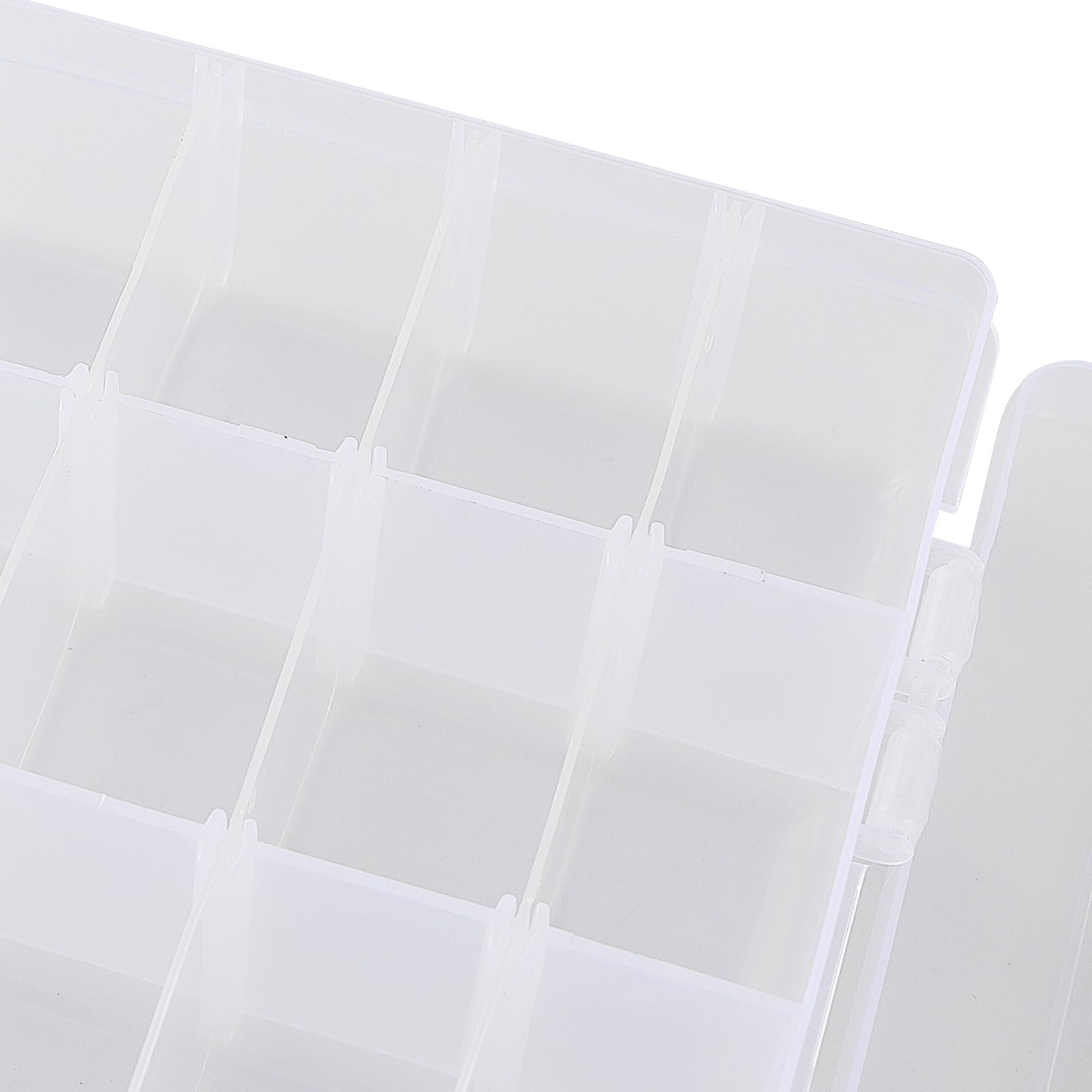 Paquete de 6 cajas de almacenamiento de plástico transparente con 36 rejillas, caja de almacenamiento de cuentas con compartimentos ajustables para joyas, cuentas, manualidades, 10.8 x 6.9 x