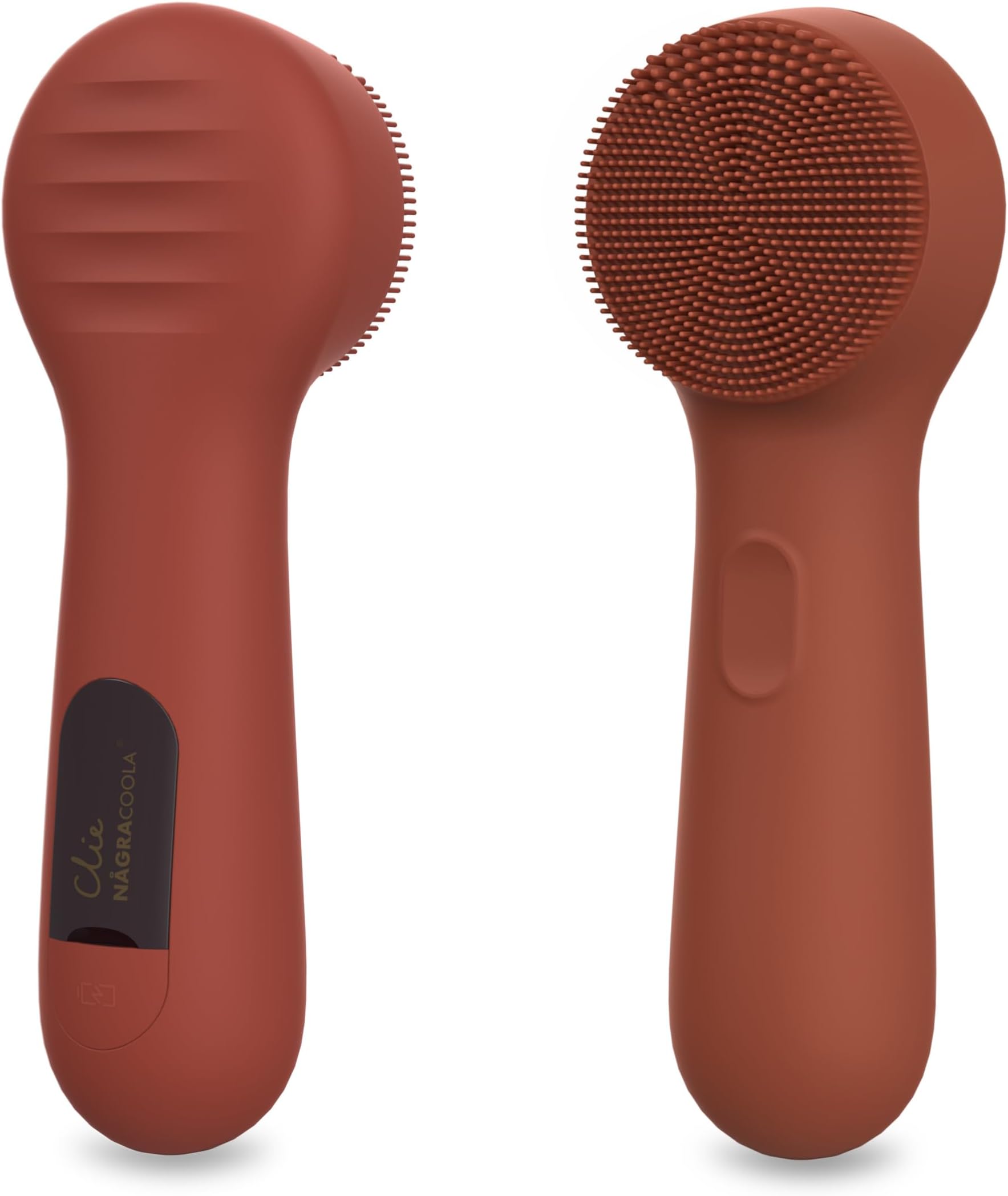 Silicone Face Scrubber, NågraCoola CLIE 2.0 Facial Cleansing Brush, Rechargeable, Waterproof Face Scrub Brush for Cleansing, Exfoliating, Massaging, Electric Facial Exfoliator for Women and Men-Russet