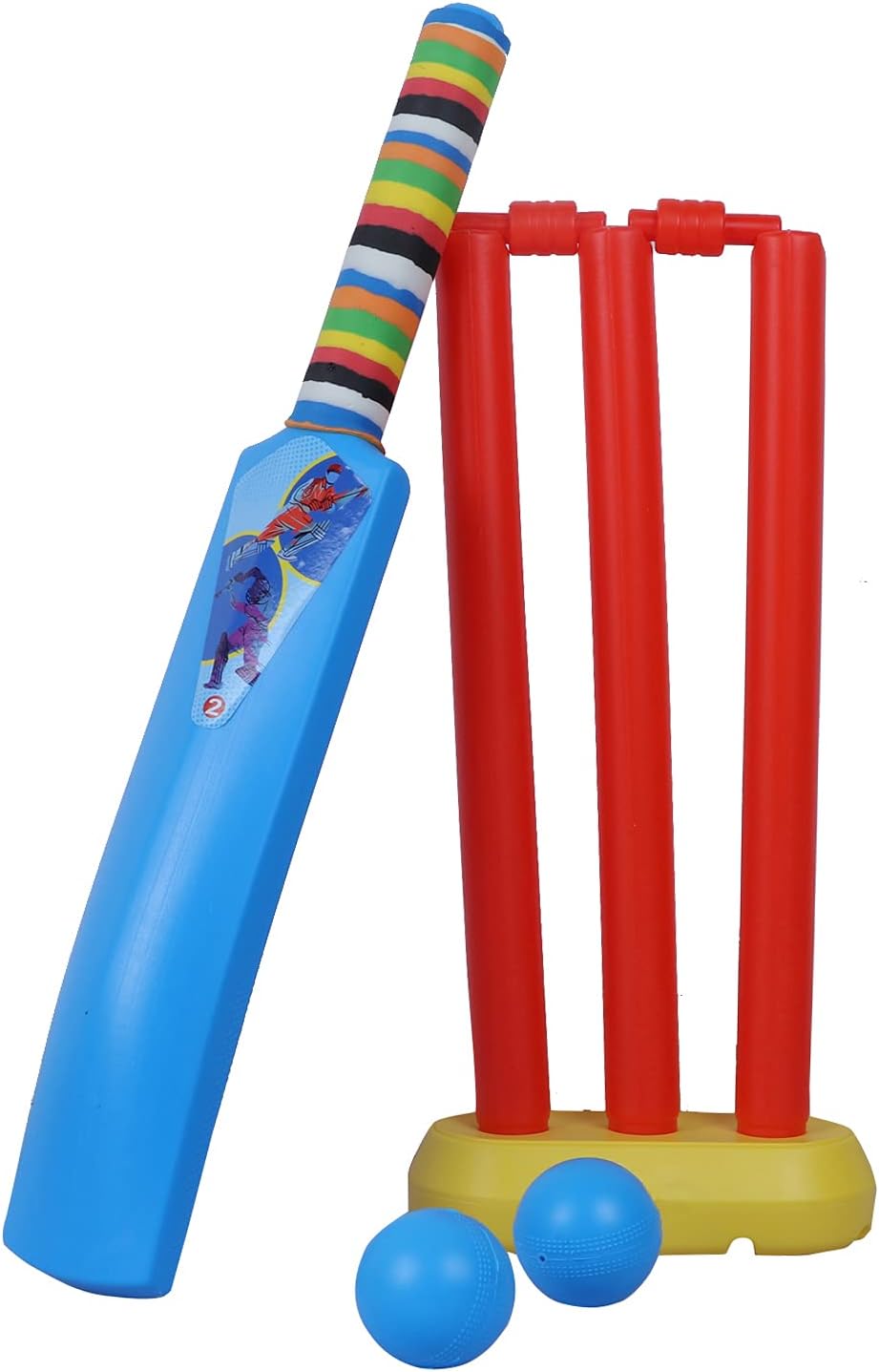 Plastic Cricket Kit for Kids Best Gift for Physical Activity for Kids 2 Year to 5 Year Baby Its First Cricket Set of Boys and Girls. It Includes 1 Bat,2 Ball, 3 Stumps, 1 Stand & 2 Bails