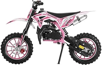 Upgraded 49cc Kids Mini Motorcycle – Gas-Powered Off-Road Pit Bike with Dual Disc Brakes, 10" Anti-Slip Tires & 2-Stroke Engine, Durable Frame for Youth & Beginners (Ages 6-12) Pink