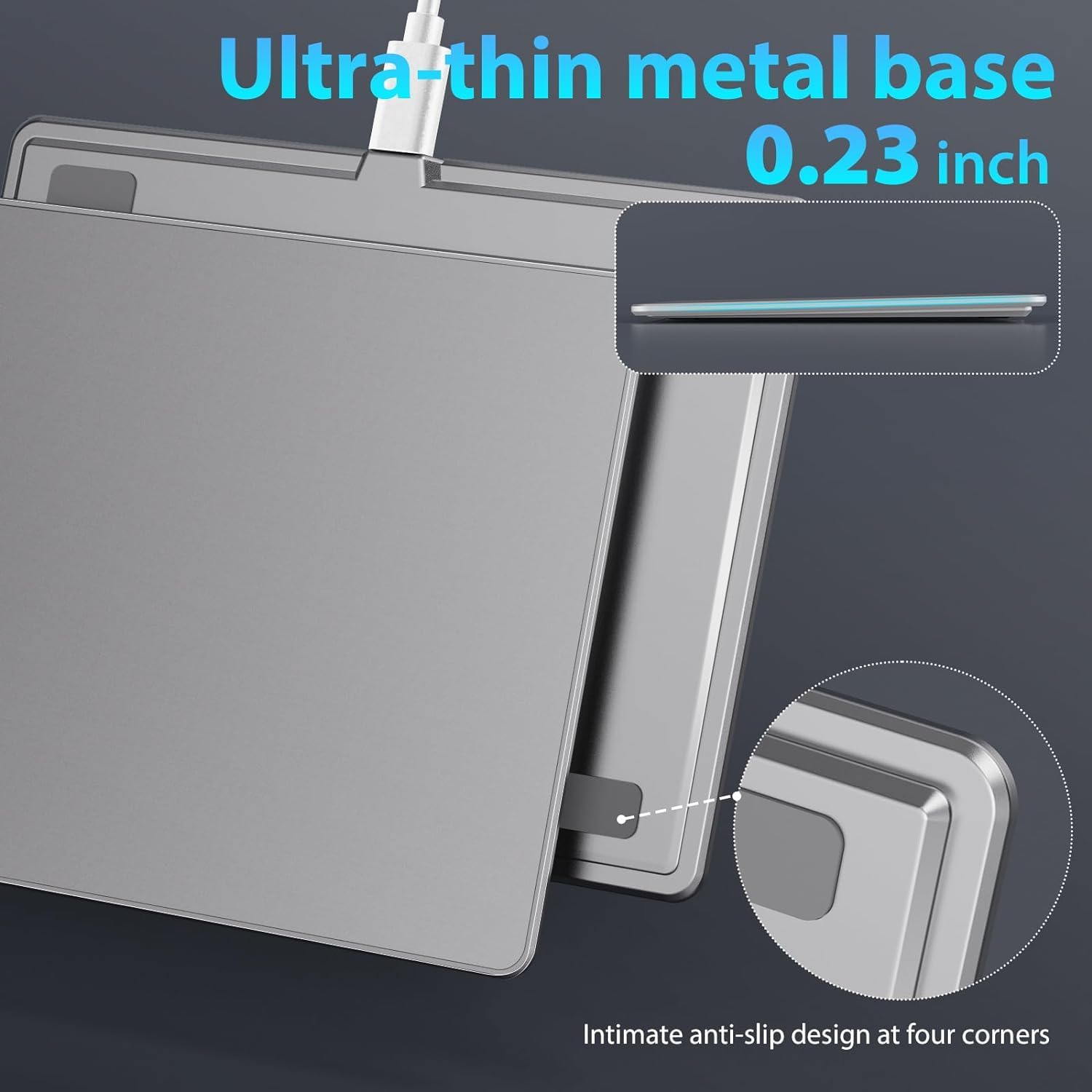 Touchpad Mouse para Windows 10/11, trackpad externo base de aluminio, navegación multitáctil con alta precisión, ratón con cable Touchpad para PC, portátil, plateado