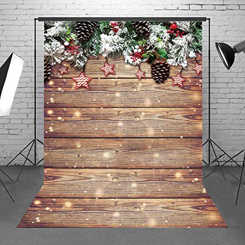Exclusive Discount 70% Price  Demohome 6x8ft Snowflake Gold Glitter Christmas Wood Wall Photography Backdrop Xmas Rustic Barn Vintage Wooden Floor Background for Kids Portrait Photo Studio Booth Shoot Props