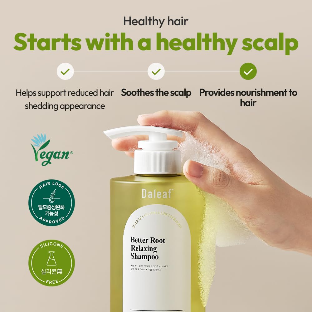 Daleaf Chlorella Better Root Relaxing Shampoo 16.9 oz | Anti-Hair Loss Scalp Treatment with Chlorella Vulgaris | Deep Cleansing & Root Strengthening for Thinning Hair