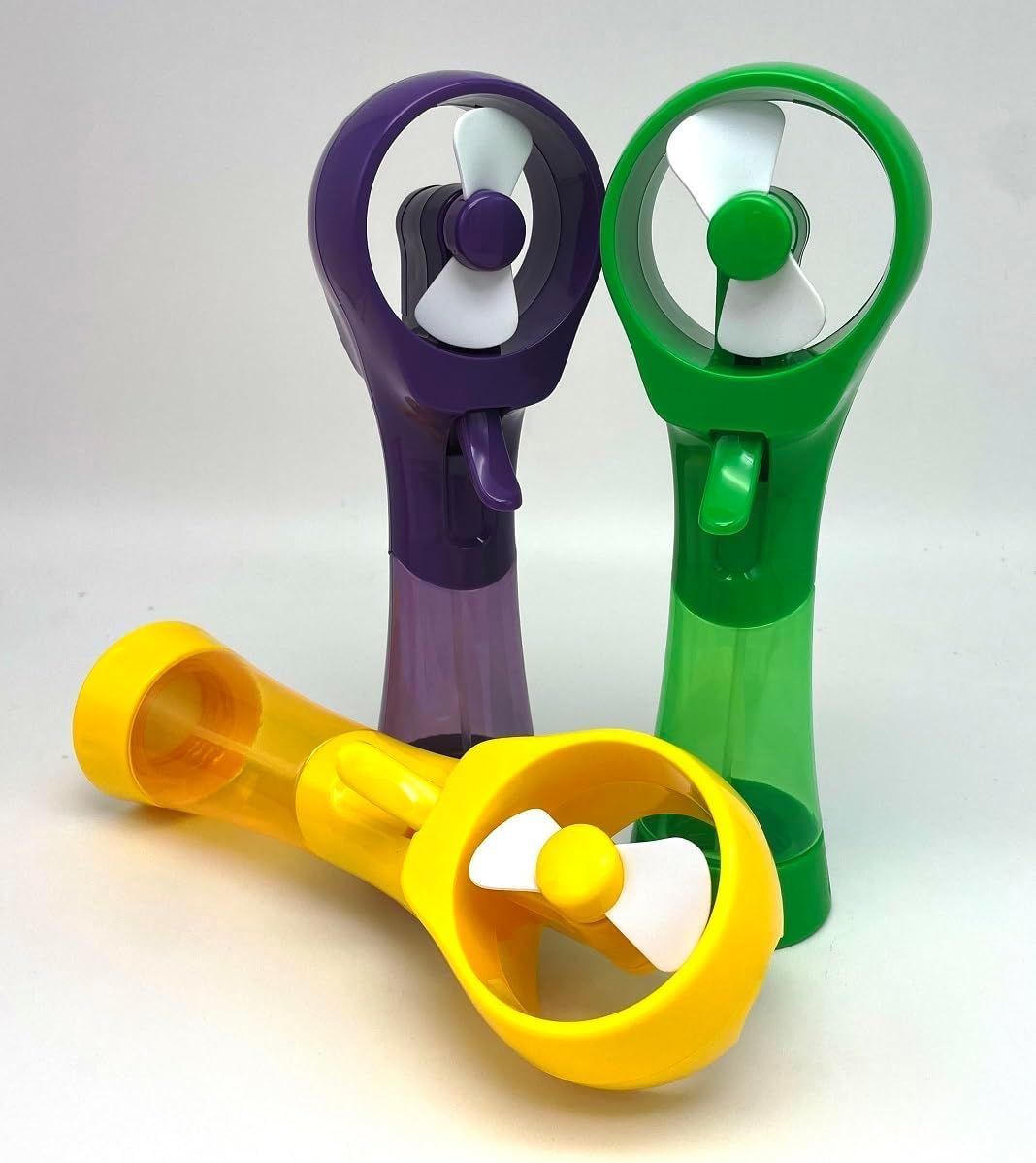 Water Misting Fan Portable Handheld Battery Powered Outdoor Cooling Spray Fans - 3 Pack (Yellow/Purple/Green) image 4