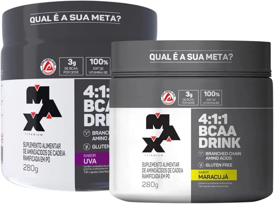 Kit 2x Bcaa Drink 4:1:1 Uva e Maracujá 280g Max Titanium