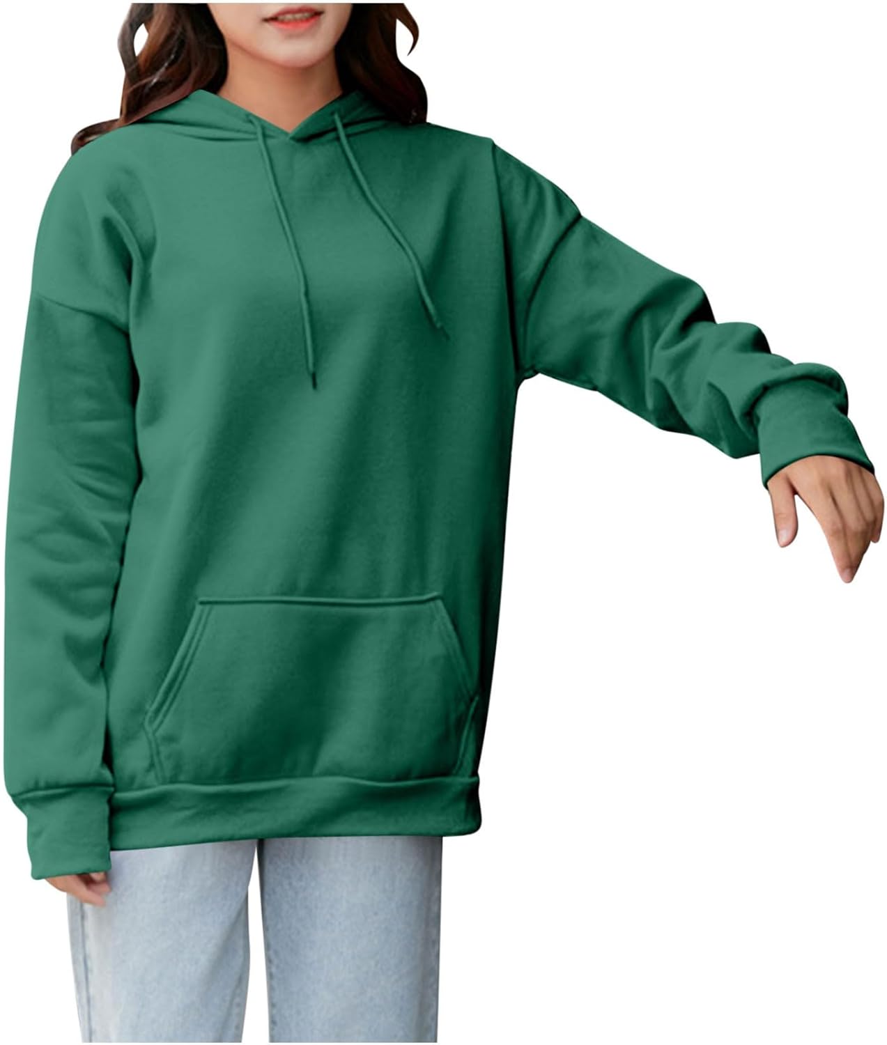 Womens Hoodies Long Sleeve with Pocket Y2K Clothes Plus Size Casual Comfy Sweatshirt Fleece Hooded Sweater Pullover