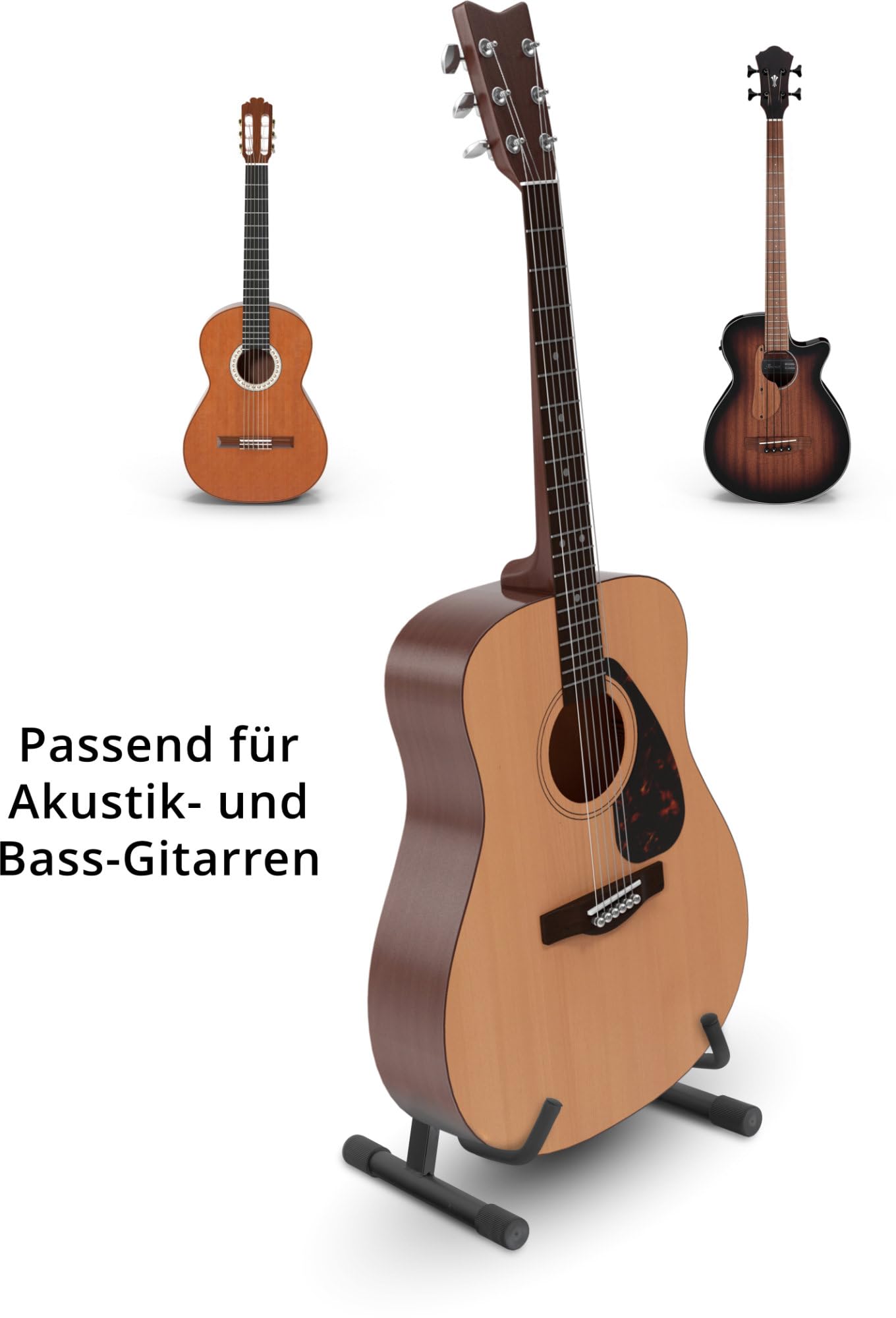 Pied Pour Guitare Classic Cantabile GS-2009A - Réglable 3 Positions, Pliable, Surfaces Rembourrées - Noir