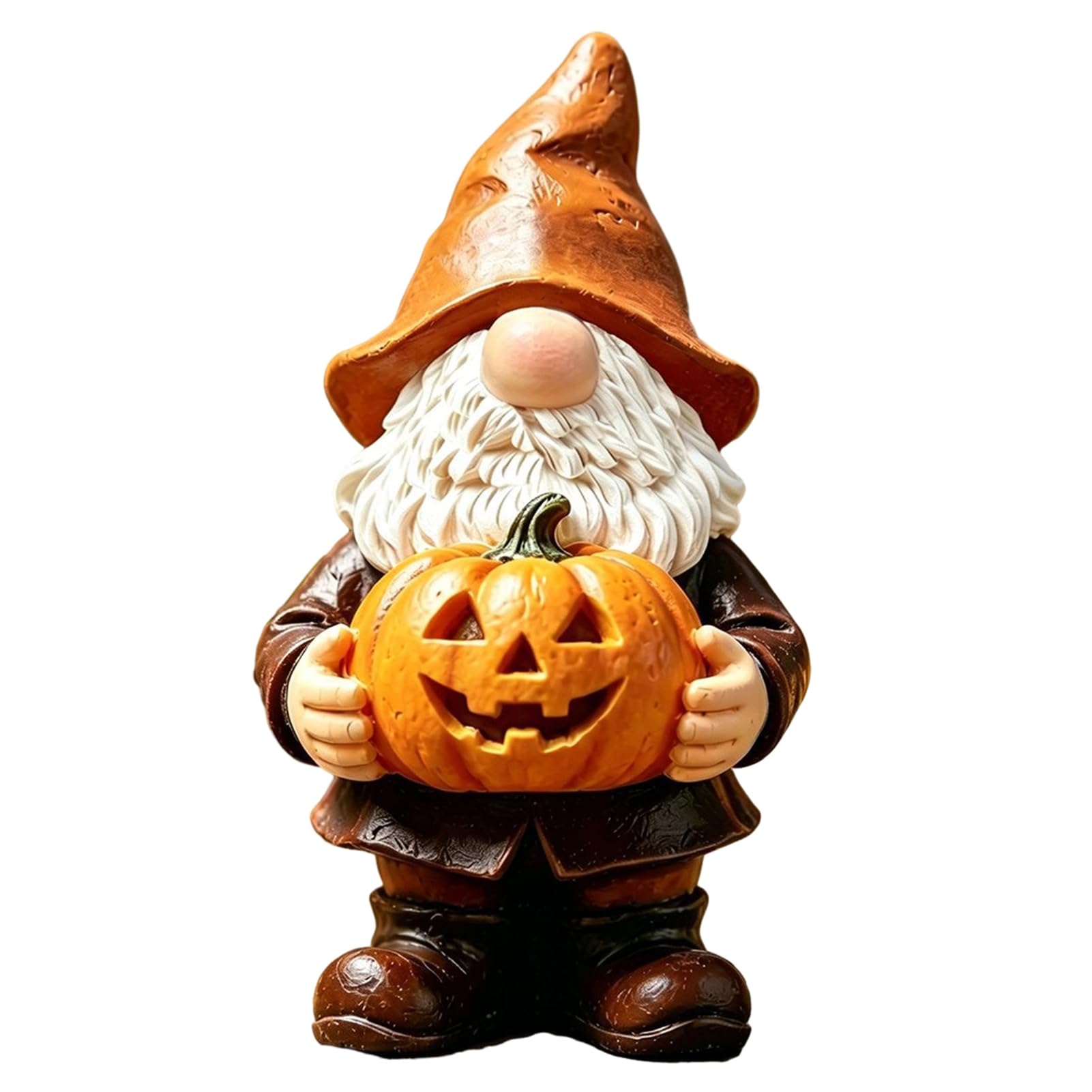 Glifora Halloween Garden Gnome Statue - Faceless Gnome Holding Pumpkin Sculpture, Waterproof Resin Gnome Statue for Porch and Yard Autumn Decor